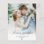 Carte Postale mariage de calligraphie noire merci photo (Devant)