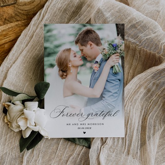 Carte Postale mariage de calligraphie noire merci photo