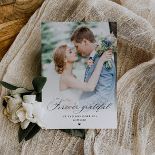 Carte Postale mariage de calligraphie noire merci photo