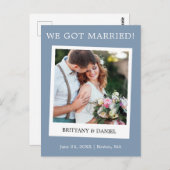 Carte Postale Mariage de caméra instantanée Faire-part Dusty Blu (Devant / Derrière)