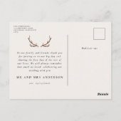 Carte Postale Mariage de cerf rustique et d'aquarelle à baldaqui (Dos)