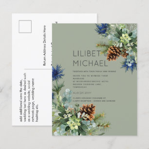 Carte Postale MARIAGE de chardon bleu hiver BUDGET