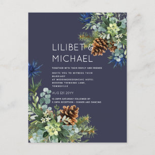 Carte Postale MARIAGE de chardon bleu hiver BUDGET