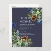 Carte Postale MARIAGE de chardon bleu hiver BUDGET (Devant / Derrière)