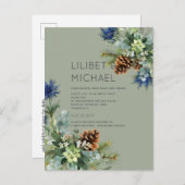 Carte Postale MARIAGE de chardon bleu hiver BUDGET (Devant / Derrière)