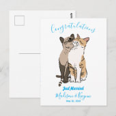 Carte Postale Mariage de Chats Mignons (Devant / Derrière)