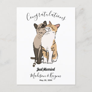 Carte Postale Mariage de chats mignons 