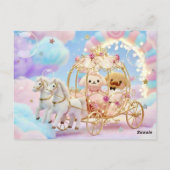 Carte Postale Mariage de chiot mignon Carrosse de conte de fée (Dos)