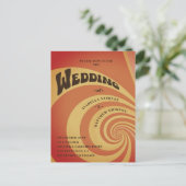 Carte Postale Mariage de code QR jaune les années 70 orange rétr (Debout devant)