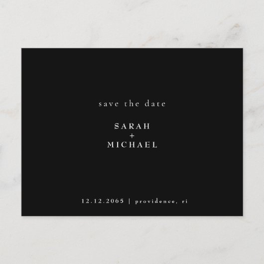 Carte Postale Mariage de code QR simple B/W Enregistrer la date (Devant)