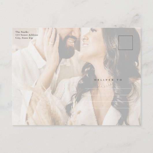 Carte Postale Mariage de collection photo de script or moderne M (Dos)