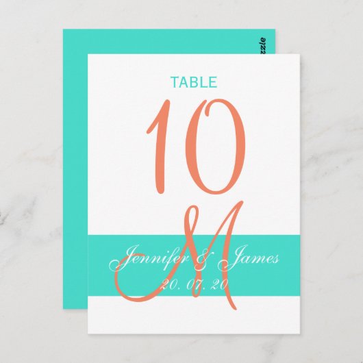 Carte postale Mariage de corail turquoise (Devant / Derrière)