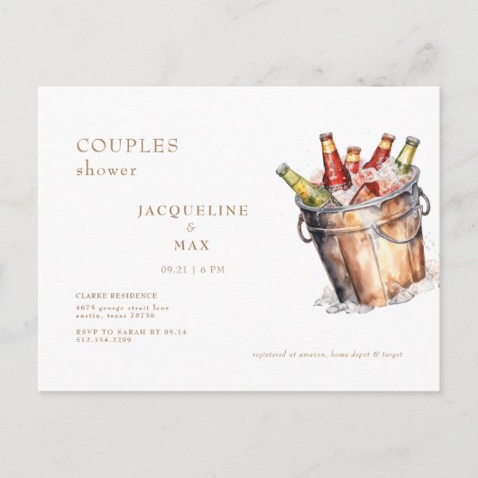 Carte Postale Mariage de couple sous le signe de la bière (Devant)