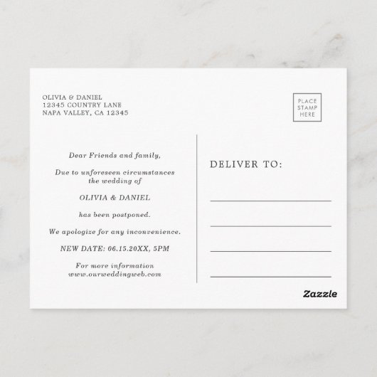 Carte Postale Mariage de couronnes d'olivier Modifier la date (Dos)