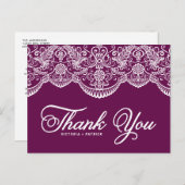 Carte postale Mariage de dentelle violet Brocade (Devant / Derrière)