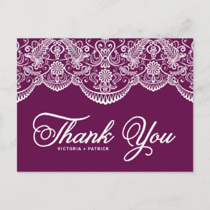 Carte postale Mariage de dentelle violet Brocade