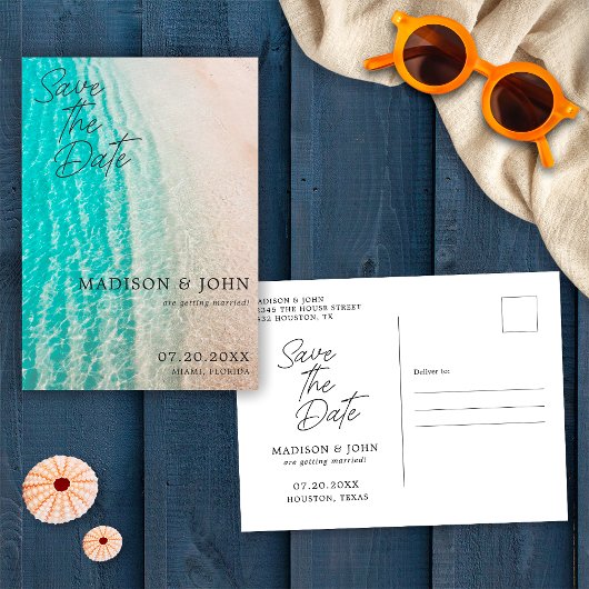 Carte Postale Mariage de destination à Ocean Beach, à vos dates