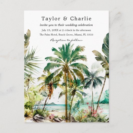 Carte Postale Mariage de destination de plage tropicale (Devant)