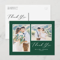 Mariage de deux photos vert script Merci