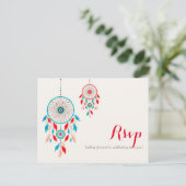 Carte Postale Mariage de Dreamcatcher en plumes de la tribu Boho (Debout devant)