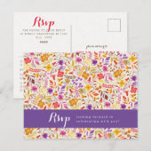 Carte Postale Mariage de feuillage de Fleur sauvage Boho violet  (Devant / Derrière)