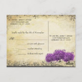 Carte Postale Mariage de feuille d'arbre de coeur violet radiant (Dos)
