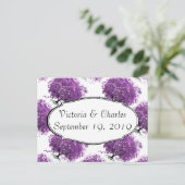 Carte Postale Mariage de feuille de coeur pourpre de forêt (Debout devant)