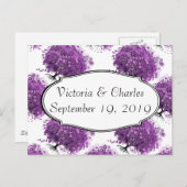 Carte Postale Mariage de feuille de coeur pourpre de forêt (Devant / Derrière)