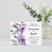 Carte Postale Mariage de fleurs d'aquarelle violette (Debout devant)
