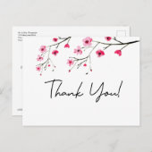 Carte Postale Mariage de fleurs de cerisier d'aquarelle moderne (Devant / Derrière)