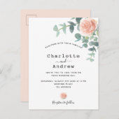 Carte Postale mariage de fleurs d'or rose eucalyptus vert (Devant / Derrière)