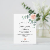 Carte Postale mariage de fleurs d'or rose eucalyptus vert (Debout devant)