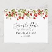 Carte Postale Mariage de fraises d'aquarelle Enregistrer la date (Devant)