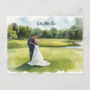 Carte Postale Mariage de golf avec la mariée et le marié