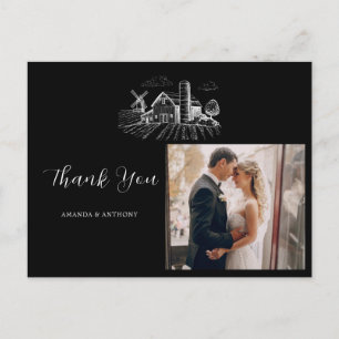 Carte Postale Mariage de grange Country Western Merci