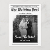 Carte Postale Mariage de journal Moderne Élégant Enregistrer La  (Devant)