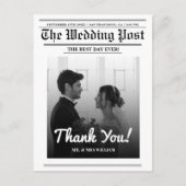 Carte Postale Mariage de journal unique moderne élégant Merci (Devant)