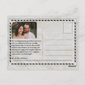 Carte Postale Mariage de journal unique Vintage élégant Merci (Dos)