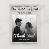 Carte Postale Mariage de journal unique Vintage élégant Merci (Devant)