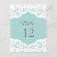 Mariage de la dentelle bleue Numéro de tableau Car