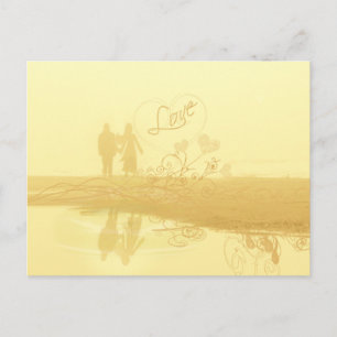Carte Postale Mariage de la plage de Coeur Jaune