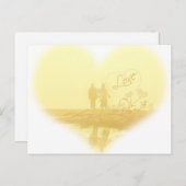 Carte Postale Mariage de la plage de Coeur Jaune (Devant / Derrière)