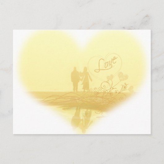 Carte Postale Mariage de la plage de Coeur Jaune (Devant)