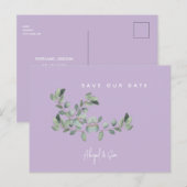 Carte Postale Mariage de lavande et de feuillage Enregistrer la  (Devant / Derrière)
