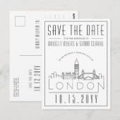 Carte Postale Mariage de Londres | Skyline stylisée Enregistrer  (Devant / Derrière)