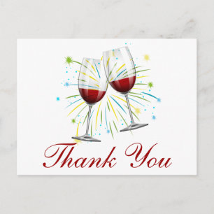 Carte Postale Mariage de Lunettes de vin Merci Bourgogne rouge