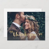 Carte Postale Mariage de lunettes Photo Faux Gold Script Merci (Devant / Derrière)