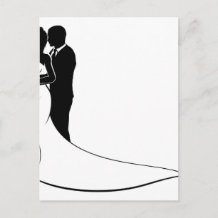 Carte Postale Mariage de mariée et de chambre à couple Silhouett
