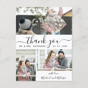 Carte Postale Mariage de Merci Collage de photos de script simpl