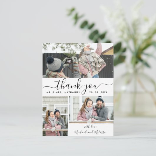 Carte Postale Mariage de Merci Collage de photos de script simpl (Debout devant)